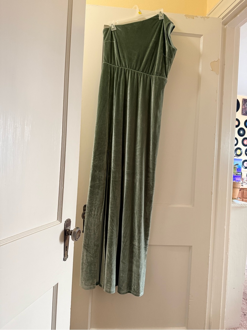 Baltic Born One-Shoulder Velvet Maxi Dress in Sage Green